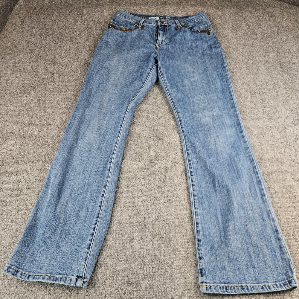 Zena Jeans Womens 8 Medium Wash Sequin Embellished Bootcut Denim Blue 5590518-67